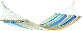 Houpací síť MISS BRASIL - proužky modré, světlemodré, hnědé a béžové